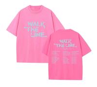 T-Shirt WalkTheLine 2025 World Tour Graphic Supp-ort Unisexe Desire:Unleash T-Shirt en Coton(B-Pink,L)