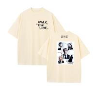 T-Shirt WalkTheLine World Tour 2025 Desire:Unleash Graphic Supp-ort T-Shirt Unisexe en Coton Tendance(B-Beige,4XL)