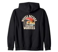 T-shirt Waves Before Worries - T-shirt graphique rétro Surf Sunset Sweat à Capuche