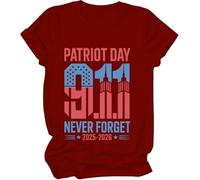 T-shirt « We Will Never Forget 9/11 », chemise de fête nationale du souvenir, Never Forget 9-11 Shirts Femme Homme, bordeaux, S