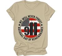 T-shirt « We Will Never Forget 9/11 », Never Forget 9-11 Shirt, National Day of Remembrance Shirts Women Man, kaki, 3XL