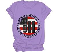 T-shirt « We Will Never Forget 9/11 », Never Forget 9-11 Shirt, National Day of Remembrance Shirts Women Man, violet clair, S