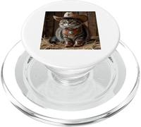 T-shirt western drôle pour chat Cowboy Kitty In The Barn PopSockets PopGrip pour MagSafe