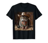 T-shirt western drôle pour chat Cowboy Kitty In The Barn T-Shirt