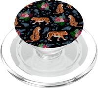 T-Shirt Wild Tiger, Motif Floral Riche Tigre Tendance PopSockets PopGrip pour MagSafe