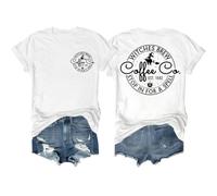 T-shirt « Witches Brew Coffee » - T-shirt d'Halloween pour femme - T-shirt « Witches Brew Coffee Stop in for A Spell », blanc, M