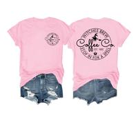 T-shirt « Witches Brew Coffee » - T-shirt d'Halloween pour femme - T-shirt « Witches Brew Coffee Stop in for A Spell », rose, XXL