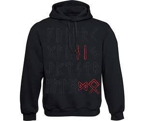 T-shirt : Wotan Runen - T-shirt viking pour homme et femme - Norvège Thor Odin - Nordmänner Norseman Viking-s - Metal LARP Bike-r - Thorshammer Mjölnir - Dieu - Idée cadeau, Noir - Sweat à capuche