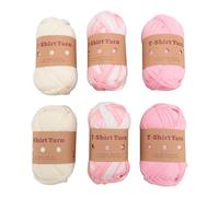 T Shirt Yarn Fabric Cloth Yarn Carpet Yarn 6 Rolls Soft Elastic Washable Multipurpose Knitting Crocheting Yarn for Home Decor DIY Projects Polyester Material (Type 7)