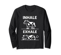 T-Shirt Yoga Drôle Inhale Exhale Animal Méditation Vache Manche Longue