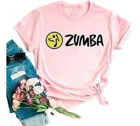 T-Shirt Zumba pour Femmes imprimé Manches Courtes Rose décontracté Top pour Cours de Zumba Danse Fitness Training