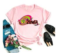 T-Shirt Zumba pour Femmes imprimé Manches Courtes Rose décontracté Top pour Cours de Zumba Danse Fitness Training