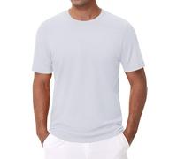 T-shirts 6XL pour hommes grands et costauds T-shirts à manches courtes col rond classique chemise décontractée d'été basique légère à la mode évacuant l'humidité, blanc, XL