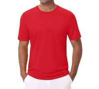 T-shirts 6XL pour hommes grands et costauds, t-shirts à manches courtes col rond classique, chemise décontractée d'été basique légère à la mode évacuant l'humidité, Rouge, M