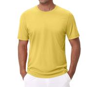 T-shirts 6XL pour hommes grands et costauds, t-shirts à manches courtes col rond classique, chemise décontractée d'été basique légère tendance évacuant l'humidité, jaune, XXL