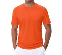 T-shirts 6XL pour hommes grands et costauds T-shirts à manches courtes col rond classique chemise décontractée d'été basique légère à la mode évacuant l'humidité, Orange, XL