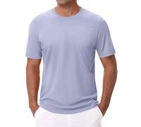 T-shirts 6XL pour hommes grands et grands t-shirts à manches courtes classiques col rond chemise décontractée d'été basique léger tendance, bleu clair, 4XL