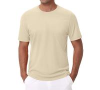 T-shirts 6XL pour hommes grands et grands t-shirts à manches courtes classiques col rond chemise décontractée d'été basique léger tendance, beige, XL