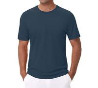 T-shirts 6XL pour hommes grands et grands t-shirts à manches courtes classiques col rond chemise décontractée d'été basique léger tendance, bleu marine, XL