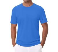 T-shirts 6XL pour hommes grands et grands t-shirts à manches courtes classiques col rond chemise décontractée d'été basique léger tendance, bleu, XL