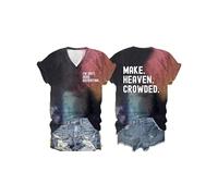 T-Shirts à col Courte T-Shirts d'été décontractés pour Femmes (Rose Bleu L) (L Blue Rose)