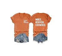 T-Shirts à col Courte T-Shirts d'été décontractés pour Les Femmes (Orange L) (L Orange)