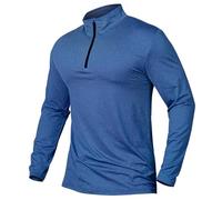 T-shirts à fermeture éclair 1/4 pour homme 2026 Sports Gym Mignon Décontracté Haut tendance Active T-shirt ample Sortie 1/4 Zip Pull Vintage T-shirts à manches longues T-shirts d'été, Bu2., M
