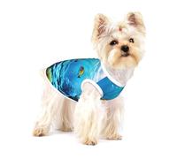 T-shirts à imprimé de paysages sous-marins tranquilles pour petits chiens, chemises tendance respirantes sans manches pour petits chiens