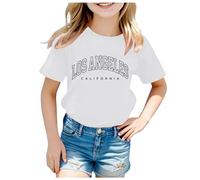 T-shirts à lettres 2026 pour garçons, filles, enfants, graphiques, sports d'été, hauts amples tendance, décontracté, coupe ample, jolis t-shirts de plage pour enfants, garçons et filles, blanc, 3-4