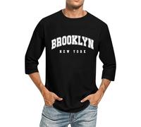 T-shirts à manches 3/4 pour homme - Coupe ample - Tendance - Décontracté - Mignon - Style western - Pour homme, Noir , L