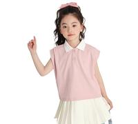 T-Shirts à Manches Courtes Col en Rond Fille 4-14 Ans Polo Manches Courtes Mignon Uni Tee Shirt Coton Mode Haut Ample Fille Respirant Vetement Loisirs Ete Enfant (13-14 Years)