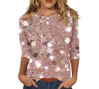T-Shirts À Manches Courtes Femme Brillant Ensemble Debardeur Paillettes Soiree Glamour Sequins sous Grande Taille Habillé Tee Shirt Pailleté Haut Paillette Fete Chemisiers Et Blouses Femme L