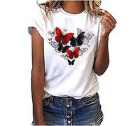 T-Shirts à Manches Courtes Femme Imprimé Floral Tee Shirt Blanc Femmes Chemise Chic et Élégant Streetwear Hauts de Plage Tops Pas Cher Casual Vêtements à La Mode Loisirs Quotidiennes