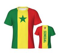 T-Shirts à Manches Courtes Homme Drapeau du Sénégal T-Shirts de Sport à Séchage Rapide en Maille, évacuation de l'humidité, Soutien De L'État T-Shirt Décontracté pour Course à Pied et Salle de Sport