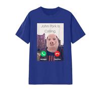 T-Shirts à Manches Courtes Homme Femme Imprimé Lettres John Pork is Calling Shirt Unisexe Créatif T Shirt Drole Moche I Love Tshirt Oversize de Sport Décontracté Ete Tops Grande Taille Haut Col Rond