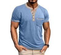 T-Shirts À Manches Courtes Homme Henley D'été à Col Manches Courtes col Bouton Ouvert Col en V Hauts Chemise Slim Fit Couleur e Classique Respirant Décontracté Tees T-Shirt Sport Vetement