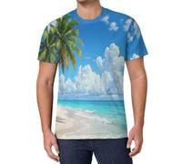T-Shirts à Manches Courtes Homme Île D'Été Shirts de Course Séchage Rapide Plage De Coconut Tree Tee Shirt Running Tops Vêtements De Sport T-Shirt Fan de Musique