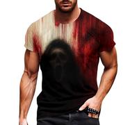 T-Shirts à Manches Courtes Homme Imprimé Squelette Bloody Deguisement Halloween Homme Sanglant Déguisement Halloween Costume Qui Fait Peur Haut Citrouille Tee Shirt Sang T Shirt Blood Tshirt Horreur