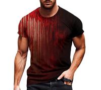 T-Shirts à Manches Courtes Homme Imprimé Squelette Bloody Deguisement Halloween Homme Sanglant Déguisement Halloween Costume Qui Fait Peur Haut Citrouille Tee Shirt Sang T Shirt Blood Tshirt Horreur