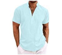 T-Shirts à Manches Courtes Homme Slim- Chemise Col Mao Ete Décontractée Couleur Unie Chic Haut Classiques Ample Comfortable Simple Top Tous Les Jours Passe-Partout Golf Sport Respirante Blouse