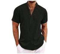 T-Shirts à Manches Courtes Homme Slim- Chemise Col Mao Ete Décontractée Couleur Unie Chic Haut Classiques Ample Comfortable Simple Top Tous Les Jours Passe-Partout Golf Sport Respirante Blouse