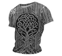 T-Shirts à Manches Courtes Homme,T-Shirt Graphique à Manches Courtes sur Le thème de la mythologie Nordique et des Dieux Nordiques médiévaux