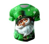 T-Shirts à Manches Courtes Homme Vert en Waffle pour Saint Patrick - Tee Shirt Humour avec Imprimé Lutin pour 17 Mars, T Shirt St Patrick Irlande, Tshirt Col Rond, Haut Décontracté et Respirant