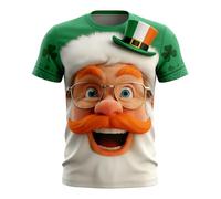 T-Shirts à Manches Courtes Homme Vert pour Saint Patrick - Tee Shirt Humour avec Imprimé Père Noël pour 17 Mars, T Shirt St Patrick Irlande Col Rond, Haut Festif et Respirant Décontracté pour Sport