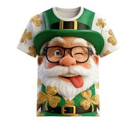 T-Shirts à Manches Courtes Homme Vert pour Saint Patrick - Tee Shirt Humour avec Imprimé Père Noël pour 17 Mars, T Shirt St Patrick Irlande Col Rond, Haut Festif et Respirant Décontracté pour Sport
