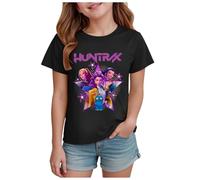 T-Shirts à Manches Courtes Kpop pour Fille, Mode animés Imprimé Demon Musique Hunters Tee à Manche Courte Col Rond Idée Cadeau pour Enfants de 2-14 Ans (Noir, 3-4 Ans, imprimé 01)