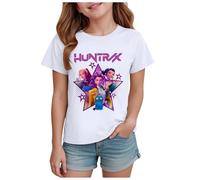T-Shirts à Manches Courtes Kpop pour Fille, Mode animés Imprimé Demon Musique Hunters Tee à Manche Courte Col Rond Idée Cadeau pour Enfants de 2-14 Ans (Blanc, 2-3 Ans, imprimé 01)