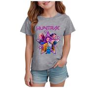 T-Shirts à Manches Courtes Kpop pour Fille, Mode animés Imprimé Demon Musique Hunters Tee à Manche Courte Col Rond Idée Cadeau pour Enfants de 2-14 Ans (Gris, 2-3 Ans, imprimé 01)