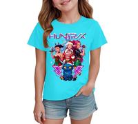 T-Shirts à Manches Courtes Kpop pour Fille, Mode animés Imprimé Demon Musique Hunters Tee à Manche Courte Col Rond Idée Cadeau pour Enfants de 2-14 Ans (Bleu Ciel, 2-3 Ans, imprimé 03)