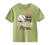 T-shirts à manches courtes pour filles et pour le printemps, et impression créative de baseball 2D, rétro personnalisé, ample et confortable, t-shirts décontractés à manches courtes 1 fille, Vert